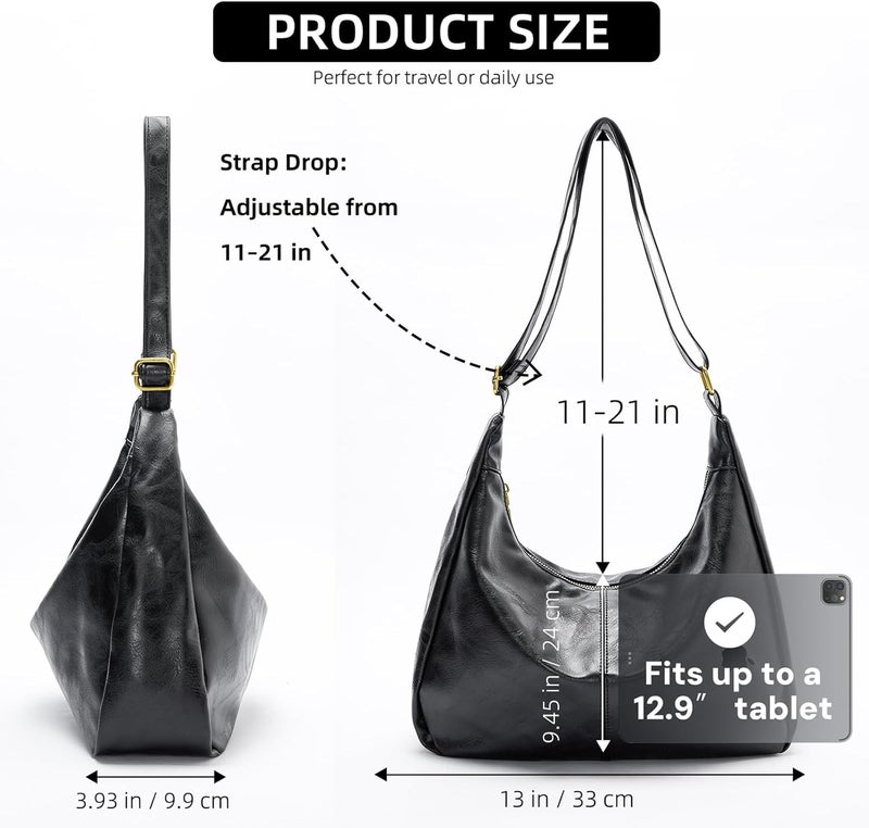 celestina Hobo Bags for Women, Ultra Soft Foldable Vegan Leather Shoulder Handbag, Stylish Slouchy Tote Purses - Image 2
